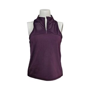 Athleta Top Hiit It Tank Purple Racerback Zip Mesh Lightweight sz S